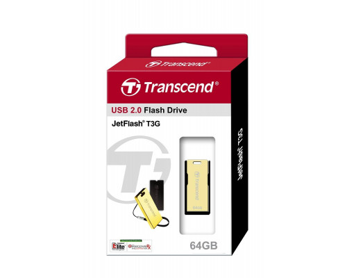 Флеш накопитель 64GB Transcend T3G JetFlash, USB 2.0, Золотистый