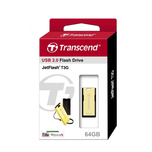 Флеш накопитель 64GB Transcend T3G JetFlash, USB 2.0, Золотистый