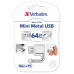 Флеш накопитель 64GB Verbatim Mini Metal, USB 3.0, Серебро