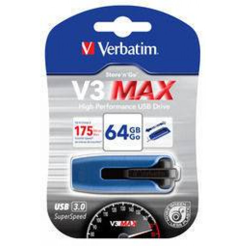 Флеш накопитель 64GB Verbatim V3 MAX, Hi speed, USB 3.0, Синий