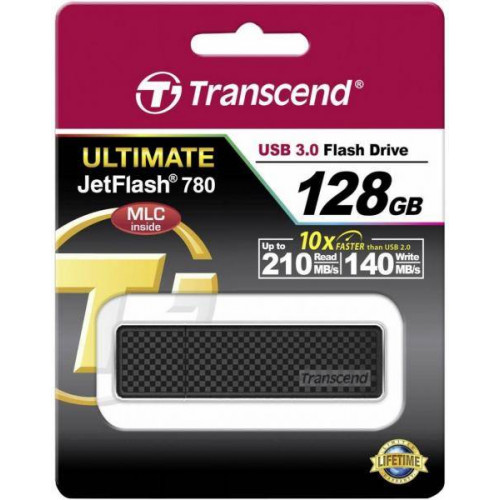 Флеш накопитель 128GB Transcend JetFlash 780, USB 3.0, Черный/Хром