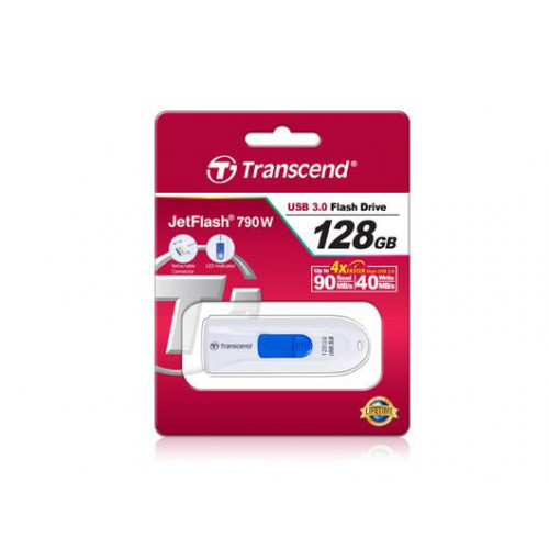 Флеш накопитель 128GB Transcend JetFlash 790, USB 3.0, Белый