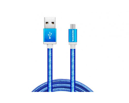 Кабель A-DATA microUSB-USB для зарядки и синхронизации 1м, металлический, Blue