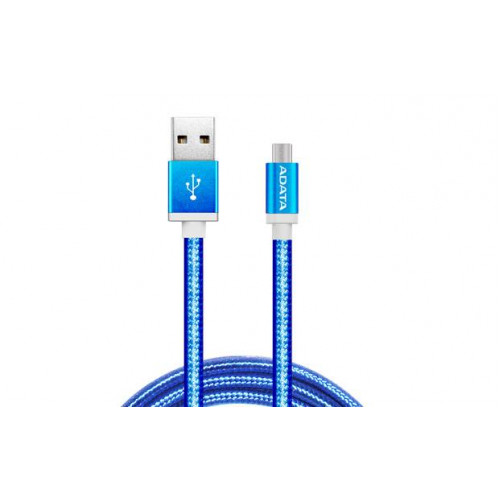 Кабель A-DATA microUSB-USB для зарядки и синхронизации 1м, металлический, Blue