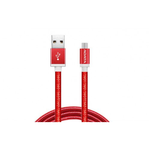 Кабель A-DATA microUSB-USB для зарядки и синхронизации 1м, металлический, Red