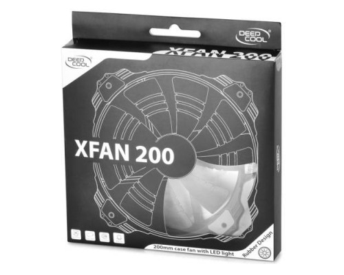 Вентилятор DEEPCOOL XFAN 200R (200мм, 26dB, 700rpm, 3pin, красная подсветка) RTL