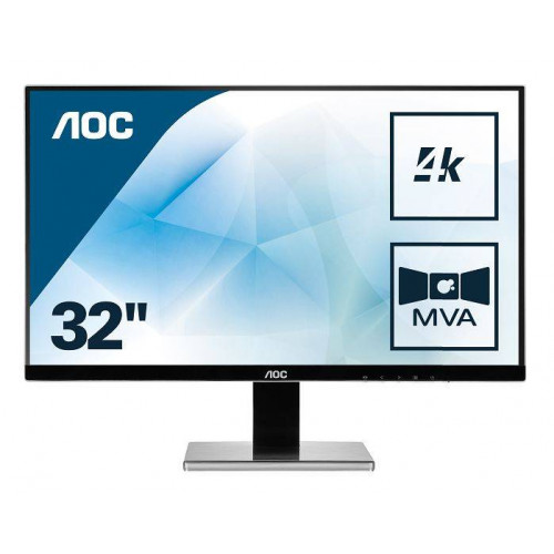 МОНИТОР 32" AOC U3277PWQU Black-Silver с поворотом экрана (4K, MVA, LED, 3840x2160, 4 ms, 178°/178°, 350 cd/m, 80M:1, +DVI, +HDMI, +MHL, +DisplayPort, +MM, +4xUSB)