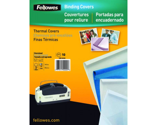 Обложки для термопереплета A4,  Fellowes?, 10 мм, 100 шт., вверх - прозрачный ПВХ, низ - глянцевый белый картон