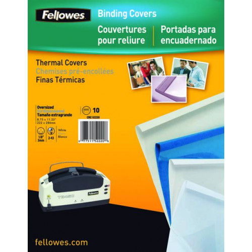 Обложки для термопереплета A4,  Fellowes?, 10 мм, 100 шт., вверх - прозрачный ПВХ, низ - глянцевый белый картон