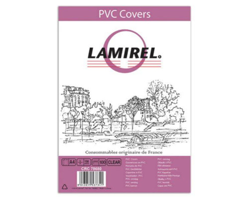 Обложки Lamirel Transparent A4, PVC, прозрачные, 150мкм, 100шт
