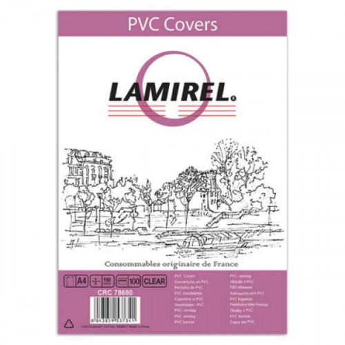 Обложки Lamirel Transparent A4, PVC, прозрачные, 150мкм, 100шт