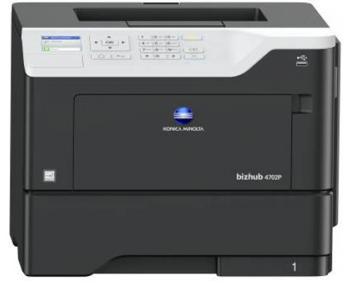 Принтер Konica Minolta bizhub 4702P монохромный А4, 47стр./мин, лоток 550л., дуплекс, сеть, до 100000стр., 512МБ