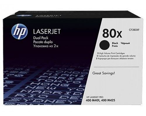 Картридж HP 80X лазерный увеличенной емкости упаковка 2 шт (2*6900 стр)
