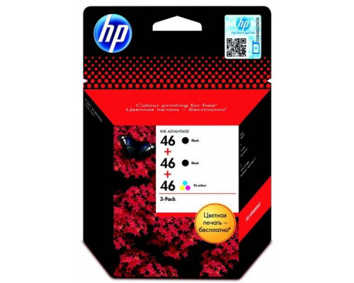 Картридж HP 46 струйный упаковка 2 шт черных + 1 трехцветный (1500 стр)