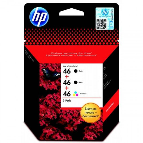 Картридж HP 46 струйный упаковка 2 шт черных + 1 трехцветный (1500 стр)
