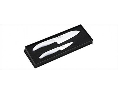 Набор из двух белых керамических ножей с белой ручкой (7,5 см и 14 см), Gift set of FK-140WH + FK-075WH (White handle)