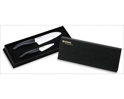 Набор из двух белых керамических ножей с черной ручкой (7,5 см и 14 см), Gift set of FK-140WH and FK-075WH (Black handle)