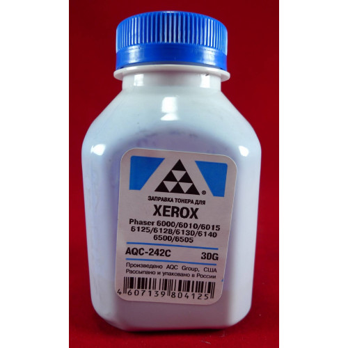 Тонер XEROX Phaser 6000/6010/6015/6125/6128/6130/6140/6500/ 6505 Cyan (фл. 30г) AQC фас. Россия