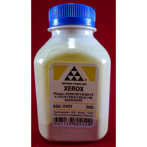 Тонер XEROX Phaser 6000/6010/6015/6125/6128/6130/6140/6500/ 6505 Yellow (фл. 30г) AQC фас. Россия