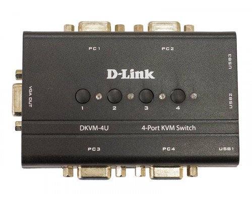 D-Link DKVM-4U/C1A 4-портовый KVM-переключатель с портами VGA и USB