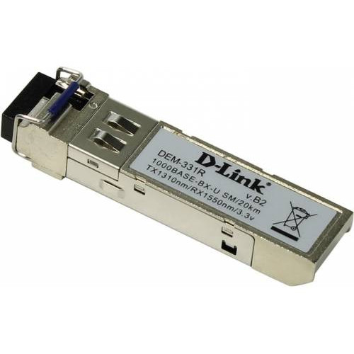 D-link DEM-331R/A1A WDM SFP-трансивер с 1 портом 1000Base-BX-D (Tx:1550 нм, Rx:1310 нм) для одномодового оптического кабеля (до 40 км)