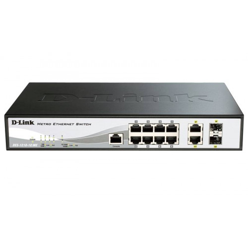 D-Link DES-1210-10/ME/B Управляемый коммутатор 2 уровня с 8 портами 10/100Base-TX и 2 комбо-портами 100/1000Base-T/SFP