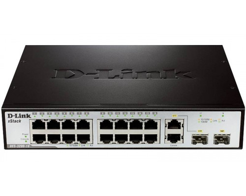 D-Link DES-3200-18/C Управляемый коммутатор 2 уровня с 16 портами 10/100Base-TX, 1 портом 100/1000Base-X SFP и 1 комбо-портом 100/1000Base-T/SFP