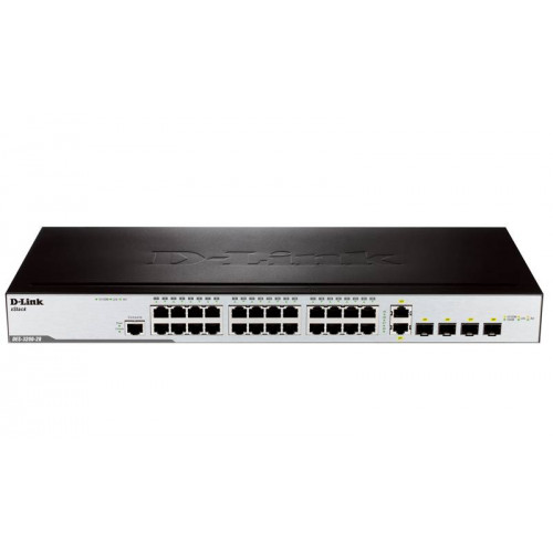 D-Link DES-3200-28 Управляемый коммутатор 2 уровня с 24 портами 10/100Base-TX, 2 портами 100/1000Base-X SFP и 2 комбо-портами 100/1000Base-T/SFP