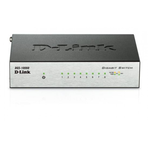 D-Link DGS-1008D Неуправляемый коммутатор с 8 портами 10/100/1000 Base-T и функцией энергосбережения