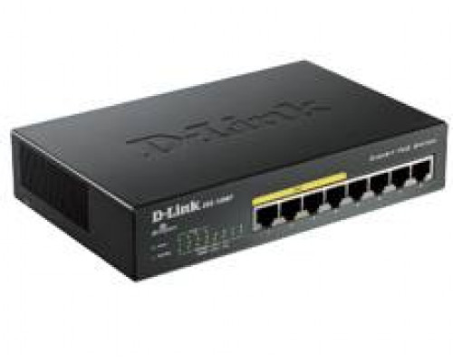 D-Link DGS-1008P Неуправляемый коммутатор с 8 портами 10/100/1000Base-T (4 порта с поддержкой PoE 802.3af/802.3at (30 Вт), PoE-бюджет 68 Вт)