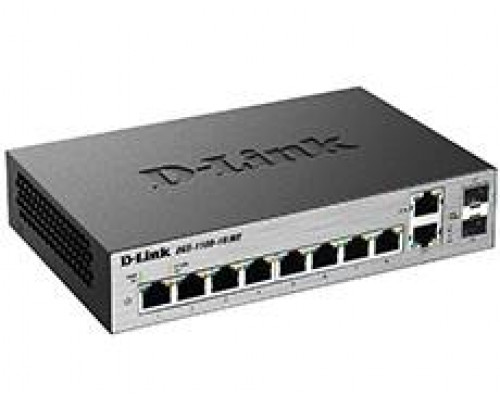 D-Link DGS-1100-10/ME Настраиваемый коммутатор 2 уровня с 8 портами 10/100/1000Base-T и 2 комбо-портами 100/1000Base-T/SFP