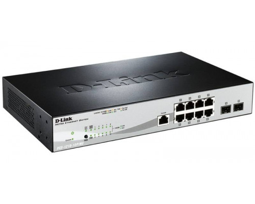 D-Link DGS-1210-10P/ME Управляемый коммутатор 2 уровня с 8 портами 10/100/1000Base-T с поддержкой PoE и 2 портами 1000Base-X SFP