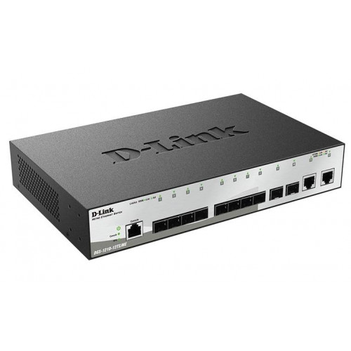 D-Link DGS-1210-12TS/ME Управляемый коммутатор 2 уровня с 10 портами 1000Base-X SFP и 2 портами 10/100/1000Base-T