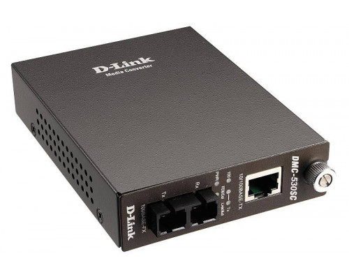 D-Link DMC-530SC Медиаконвертер с 1 портом 10/100Base-TX и 1 портом 100Base-FX с разъемом SC для одномодового оптического кабеля (до 30 км)