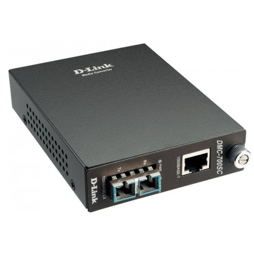 D-Link DMC-700SC Медиаконвертер с 1 портом 1000Base-T и 1 портом 1000Base-SX с разъемом SC для многомодового оптического кабеля (до 550 м)