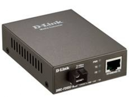 D-Link DMC-F20SC-BXD WDM медиаконвертер с 1 портом 10/100Base-TX и 1 портом 100Base-FX с разъемом SC (ТХ: 1550 нм; RX: 1310 нм) для одномодового оптического кабеля (до 20 км)