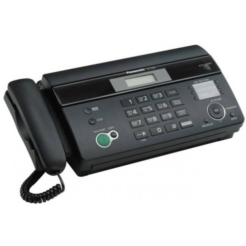 Факс Panasonic KX-FT984RUB на т/бумаге, 9600 бит/с, АОН, справ 100 аб.,монитор,резак (черный)