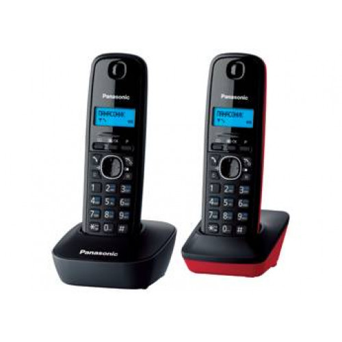 Р/телефон Panasonic KX-TG1612RU3 (серый/красный/черный, 2 трубки)
