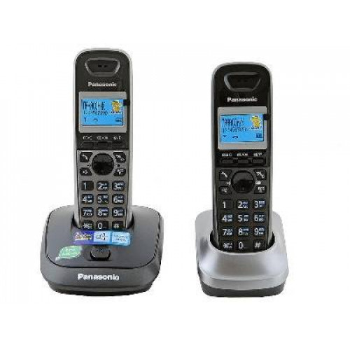 Р/телефон Panasonic KX-TG2512RU2 (темно-серый металлик, черный, 2 трубки)