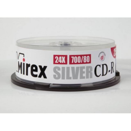 Диск CD-R Mirex 700 Mb, 24х, Silver, Cake Box (25), (25/300)
