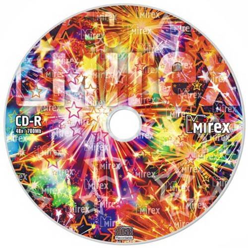 Диск CD-R Mirex 700 Mb, 48х, дизайн "Party", Shrink (100), (100/500)