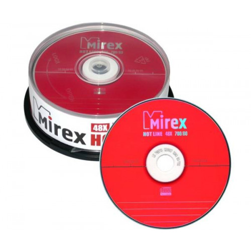 Диск CD-R Mirex 700 Mb, 48х, HotLine, Cake Box (25), (25/300)