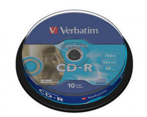 Диск CD-R Verbatim 700 Mb, 52x, Cake Box (10), DL+, LightScribe (10/200)