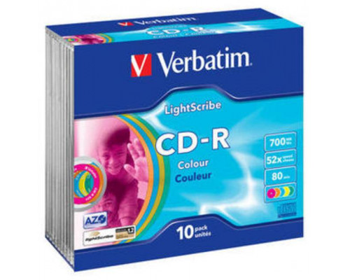 Диск CD-R Verbatim 700 Mb, 52x, Slim Case (10), DL+, LightScribe (10/100).