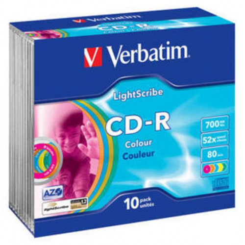 Диск CD-R Verbatim 700 Mb, 52x, Slim Case (10), DL+, LightScribe (10/100).