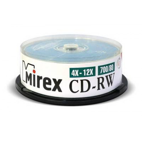 Диск CD-RW Mirex 700 Mb, 12х, Cake Box (25), (25/300)