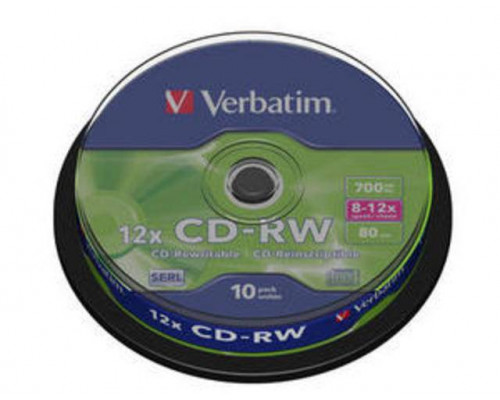 Диск CD-RW Verbatim 700 Mb, 12x, Cake Box (10), (10/200)