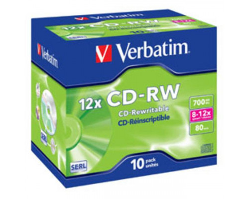 Диск CD-RW Verbatim 700 Mb, 12x, Jewel Case (10), (10/100)