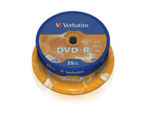 Диск DVD-R Verbatim 4.7 Gb, 16x, Cake Box (25), (25/200)