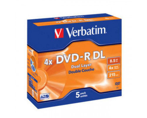 Диск DVD-R Verbatim 8.5 Gb, 4x, Jewel Case (5), Double Layer (5/100)
